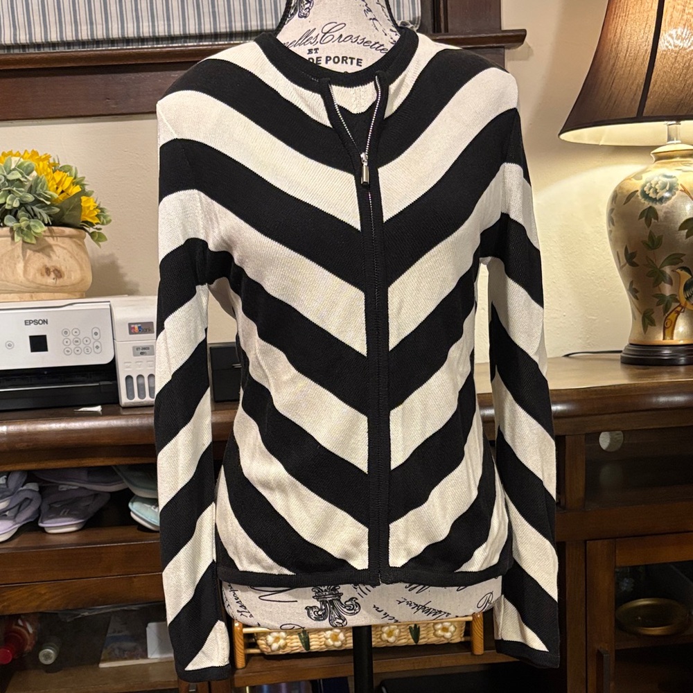 Carlisle Black and White Chevron Sweater